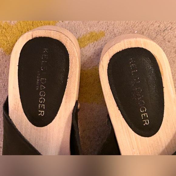 Kelsi Dagger Brooklyn KDB Black Vegan Leather Clog Sandals Sz 37/7 - Picture 9 of 9